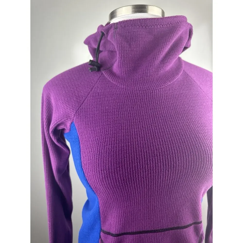 Melanzana Hooded Micro Grid Fleece Dress Hoody Purple & Blue Women’s Size Small - Picture 14 of 16